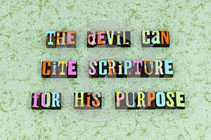 Devil scripture deal corruption religion purpose evil cult deceit photo