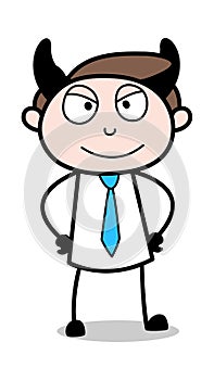 Devil Smile - Office Businessman Employee Cartoon Vector Illustration