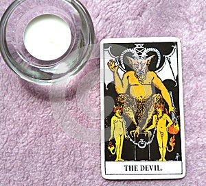 The Devil Tarot Card Bondage, temptation, enslavement, materialism, addictions photo