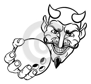 Devil Ten Pin Bowling Ball Sports Mascot Cartoon