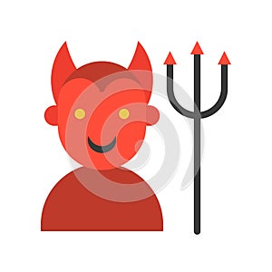 Devil and trident, Halloween related vector icon