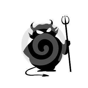 Devil with trident halloween vector icon illustration isolated