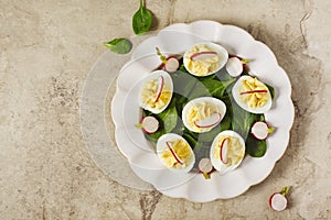 Deviled Eggs as an Appetizer, top view