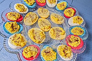 Deviled eggs,Easter colored