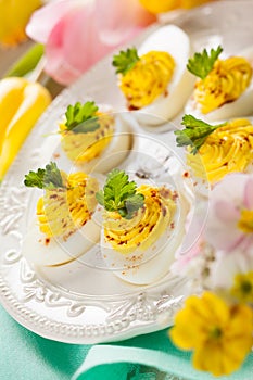 Deviled eggs with paprika