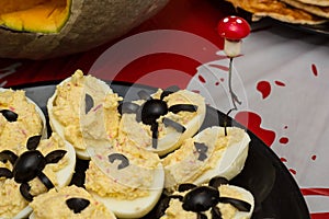 Deviled eggs with a Spider for Halloween party