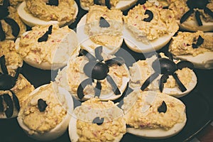 Deviled eggs with a Spider for Halloween party