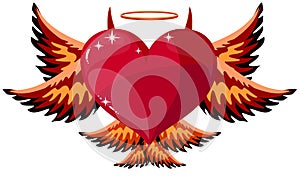 Devilish Heart With Horns And Wings