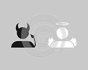 Devils and angels avatar icon. Bad and good,  negative and positive.