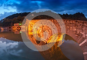 Devils Bridge at Night in Lucca, Italy