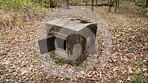 Devils Den State Park, Arkansas, old cement wood burning oven in the forest