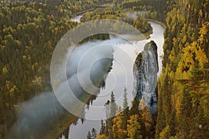 Devils Finger on Usva River in Ural Mountains. Perm Region, Russia