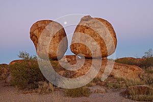 Devils Marbles and moon