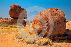 Devils marbles rock erosion red granite photo