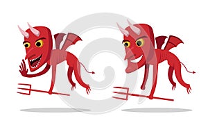 Devils talking and whispering, side view, vector