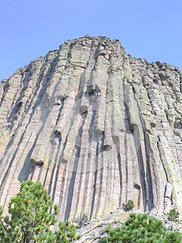 Looking up at Devils Tower National Monument in Wyoming photo