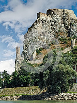 DEVIN, SLOVAKIA - JUNE 10, 2020: Ruins of Devin Castle with Maiden Tower