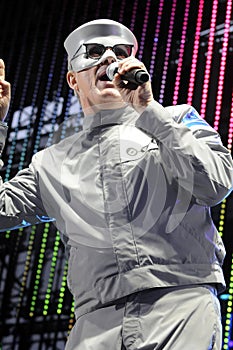 Devo performing live.