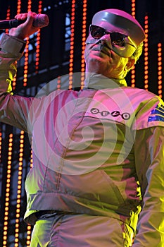Devo performing live.