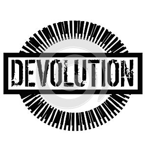 DEVOLUTION stamp on white photo