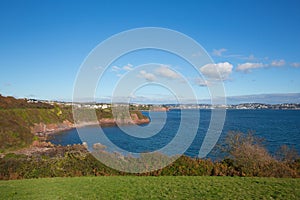 Devon beach sea and coast towards Torquay England UK from Salturn Cove