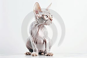 Devon Rex Cat On White Background. Generative AI