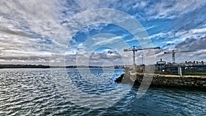 Devonport Dockyard and the River Tamar Plymouth Devon Uk