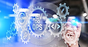 DevOps Agile development concept on virtual screen