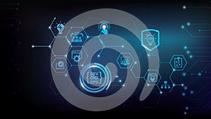 Devops. Agile development and optimization concept on virtual screen.