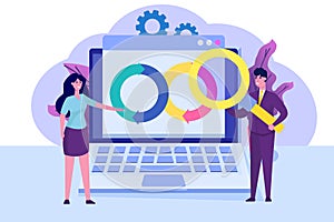 Devops concept. Application development, building. API prototyping, programming and testing.