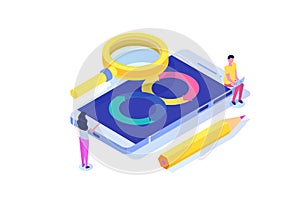 Devops concept. Application development, building. API prototyping, programming and testing.