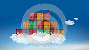 DevOps concept - stack of containers on the cloud