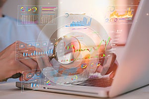 Devops engineer software developer operation work with agile as programer development data chart on virtual screen