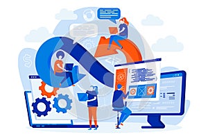 DevOps engineers web concept with people