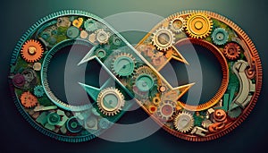 DevOps Infinity Symbol with Gears and Technology