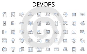DevOps line icons collection. Cooperation, Partnership, Synergy, Alliance, Unity, Collaboration, Teamwork vector and