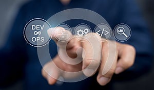DevOps software development concept. IT operations, high software quality and software development