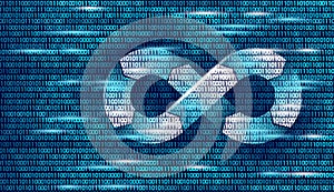 Devops software development operations infinity symbol. Programmer administration system life cycle quality. Coding