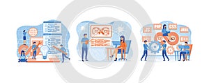 DevOps software, team of programmer, development. Team of programmer concept with devops software development.