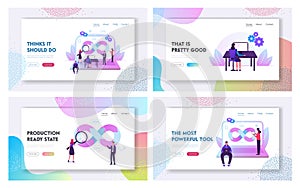 Devops Teamwork Website Landing Page Set. Programmer, User and Administrator Professional Software Support