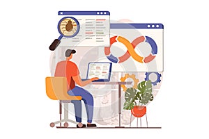 DevOps web concept in flat design. Vector illustration