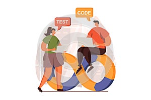DevOps web concept in flat design. Vector illustration