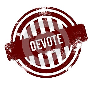 devote - red round grunge button, stamp