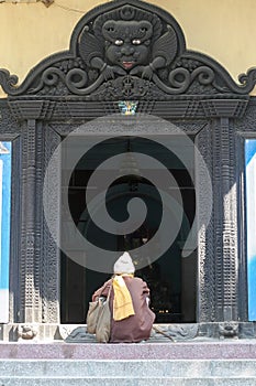 Devotee at a temple in Nepal