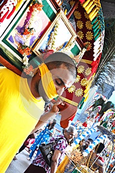 Devotee in Thaipusam Procession