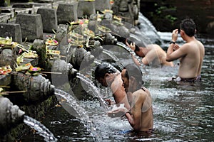 Men Ritual Bathing at Puru Tirtha Empul, Bali