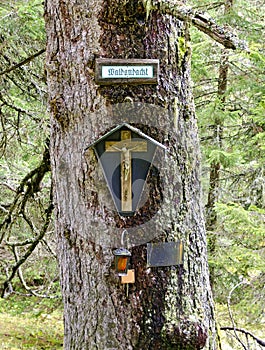 Devotion place with crucifix