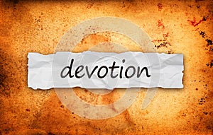 Devotion title on piece of paper photo