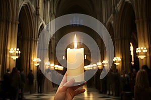 Piadoso mano incendio vela en El abuela catedral instructivo religioso servicio 