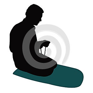 A devout man praying body, silhouette vector